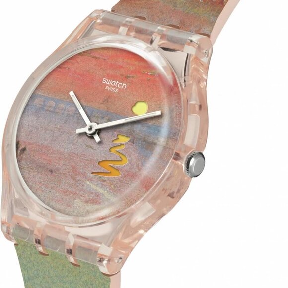 Stylish Pink Quartz Unisex Watch - Turner's Scarlet Sunset, 100 Feet Waterproof - Picture 3 of 7